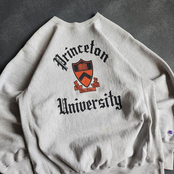 Vintage Princeton Champion Reverse Weave Grey Sweatshirt Small - Picture 2 of 8
